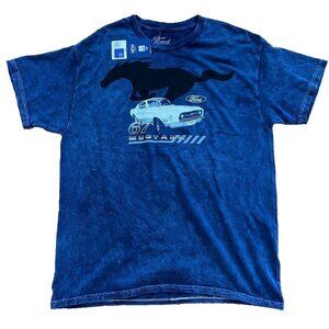 Ford Front Moto Short Sleeve Vintage Mustang Blue top L